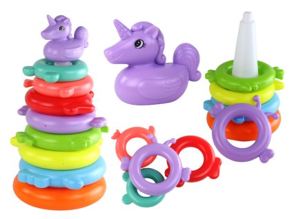 Zložljiva piramida Samorog z 8 barvnimi obroči 29cm x 14cm x 14cm