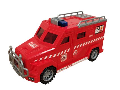 206999 9 pokladnicka hasicske auto s efekty cervena