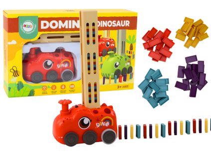 212164 cervene auticko dinosaurus na baterie s barevnym domino 4 barvy kostek