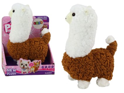 Interaktivna živalica lama Alpaka rjava hodeča z zvoki 23 cm