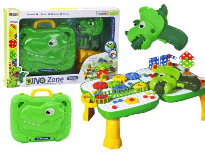 Kovček in miza DIY komplet sestavljanka kocke dinozaver električni vijačnik 249 delov
