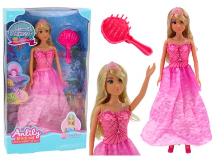 Lutka Anlily morska princesa roza obleka s krtačo