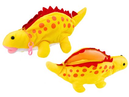 Plišasti dinozaver peresnica shranjevalni prostor obesek rumen