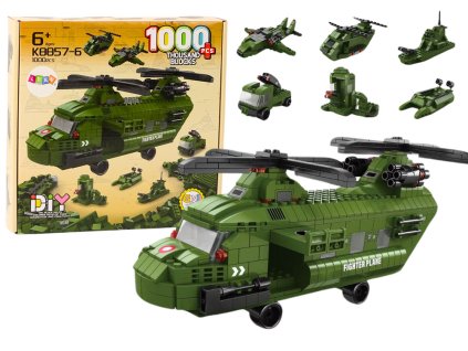 Komplet igralnega kompleta vojaški helikopter zelen 1000 delov
