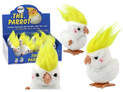 Skakajoči papagaj navijalna plišasta igrača dekoracija bela