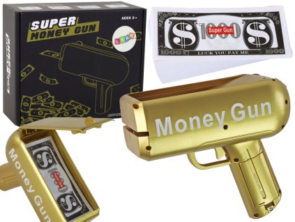 210385 strilejici zlata pistole na penize money gun bankovky