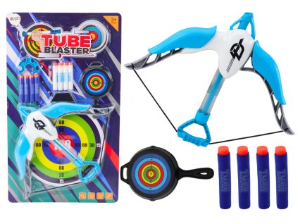 Lokostrelski set s tarčo in mehkimi puščicami 8 kosov belo-modri.