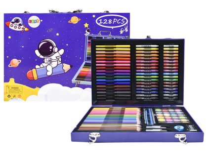 Ustvarjalni set v kovčku s astronavtom moder 128 delov