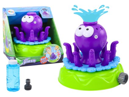 Vrtni zalivalnik hobotnica s fontano in milnimi mehurčki vijoličen