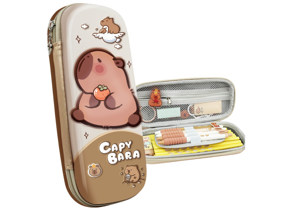 Šolska peresnica s capybara bež barvo