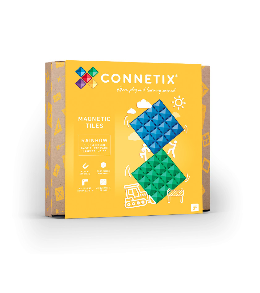 Ploščice Connetix – komplet 2 magnetnih podstavkov Rainbow Blue in Green