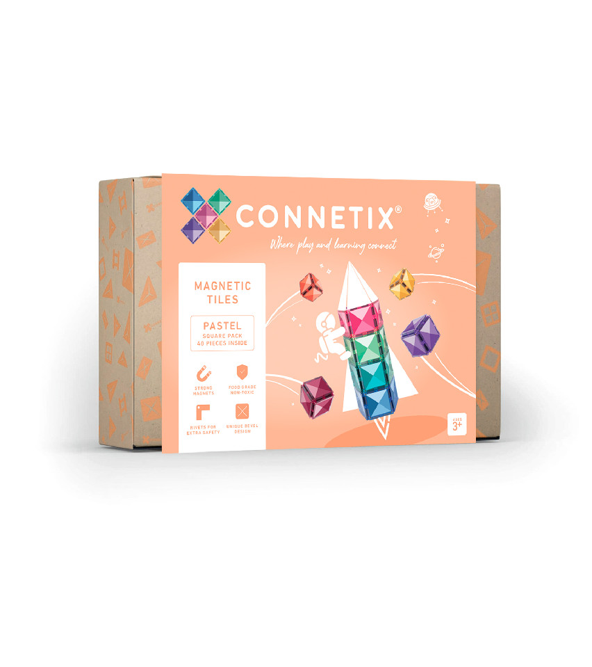 Connetix Tiles - Magnetni gradbeni komplet Pastelni kvadrati 40 kosov