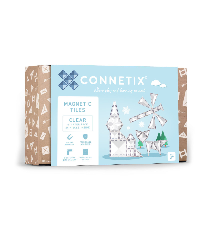Connetix Tiles - Magnetni gradbeni komplet Transparent Starter Set 34 kosov