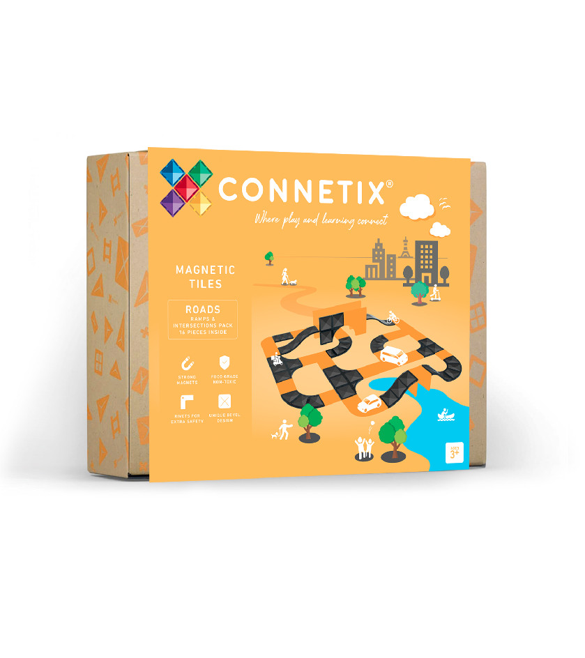 Ploščice Connetix - Magnetni komplet za gradnjo klančin in križišč 16 kosov