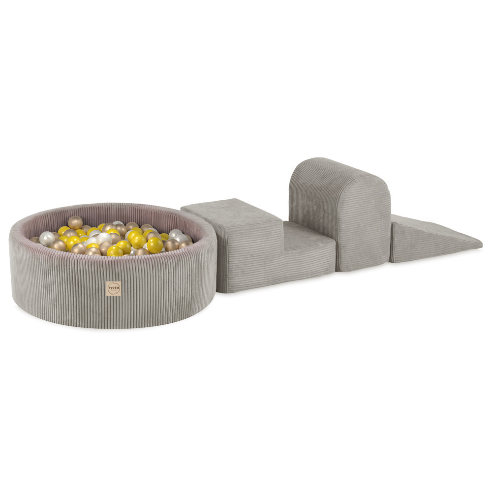 PLUSH NEST Igralni set z bazenom (3 elementi + bazen 90 × 30 cm) z 200 žogicami, premium