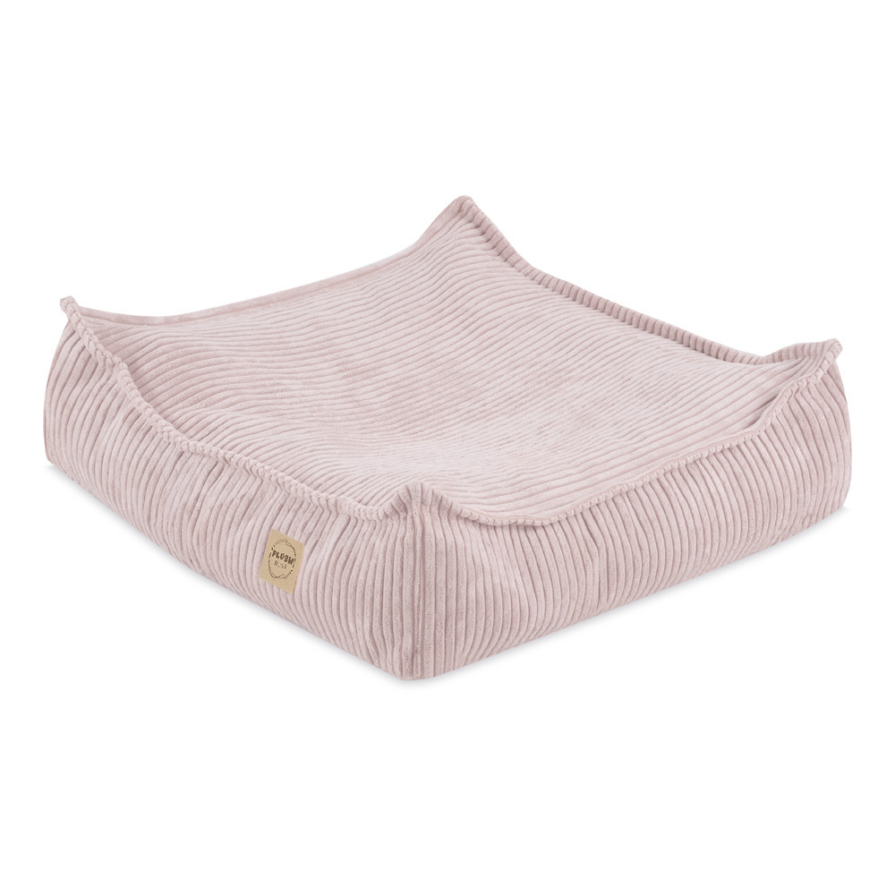 PLUSH NEST Talni puf kvadratni Premium Žamet nežno roza 60 × 60 cm