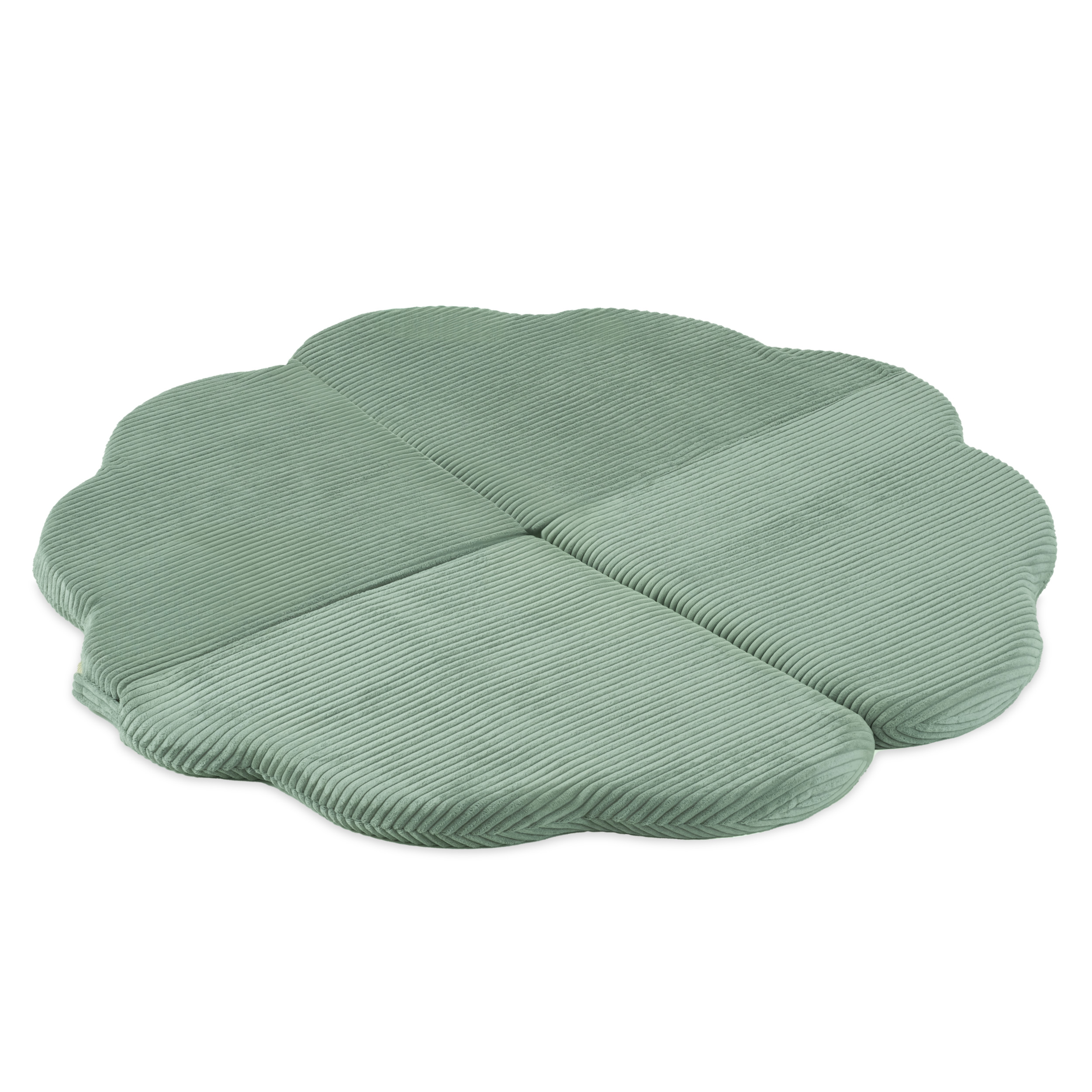 PLUSH NEST Plišasta igralna podloga v obliki cveta 115 × 115 × 5 cm premium žamet, zelena