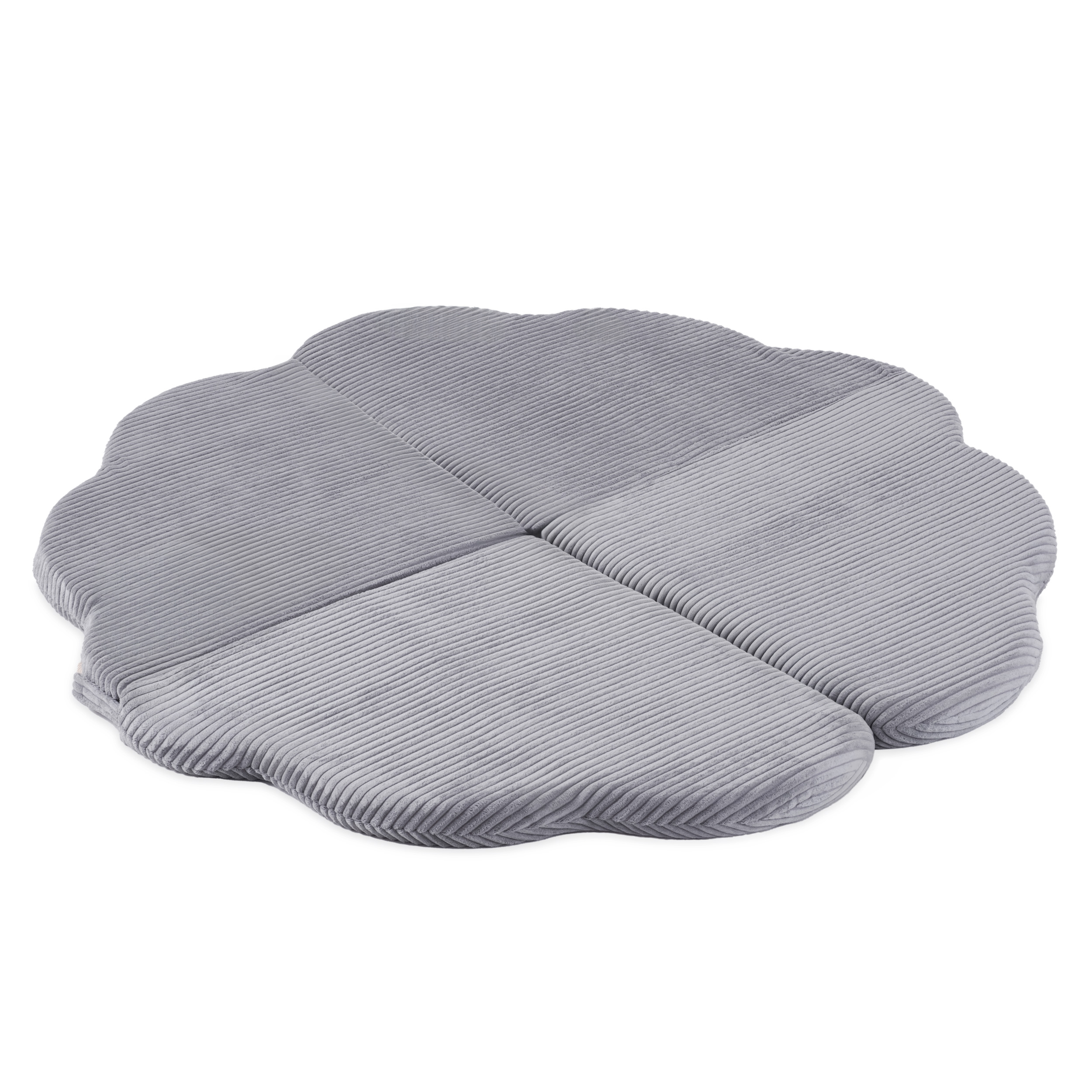 PLUSH NEST Pliš igralna podloga v obliki cveta 115 × 115 × 5 cm, siv premium žamet