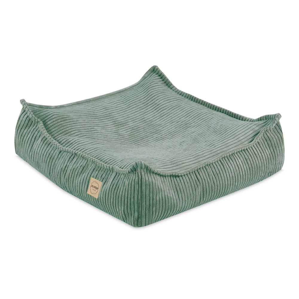 PLUSH NEST Talni puf kvadratni Premium žamet 60 × 60 cm zelen