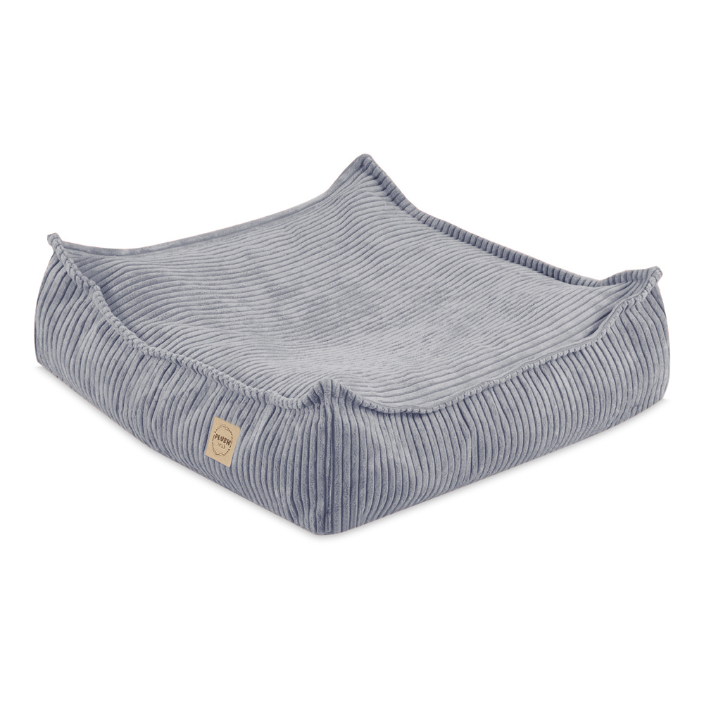 PLUSH NEST Talni puf kvadratni Žamet siv 60 × 60 cm