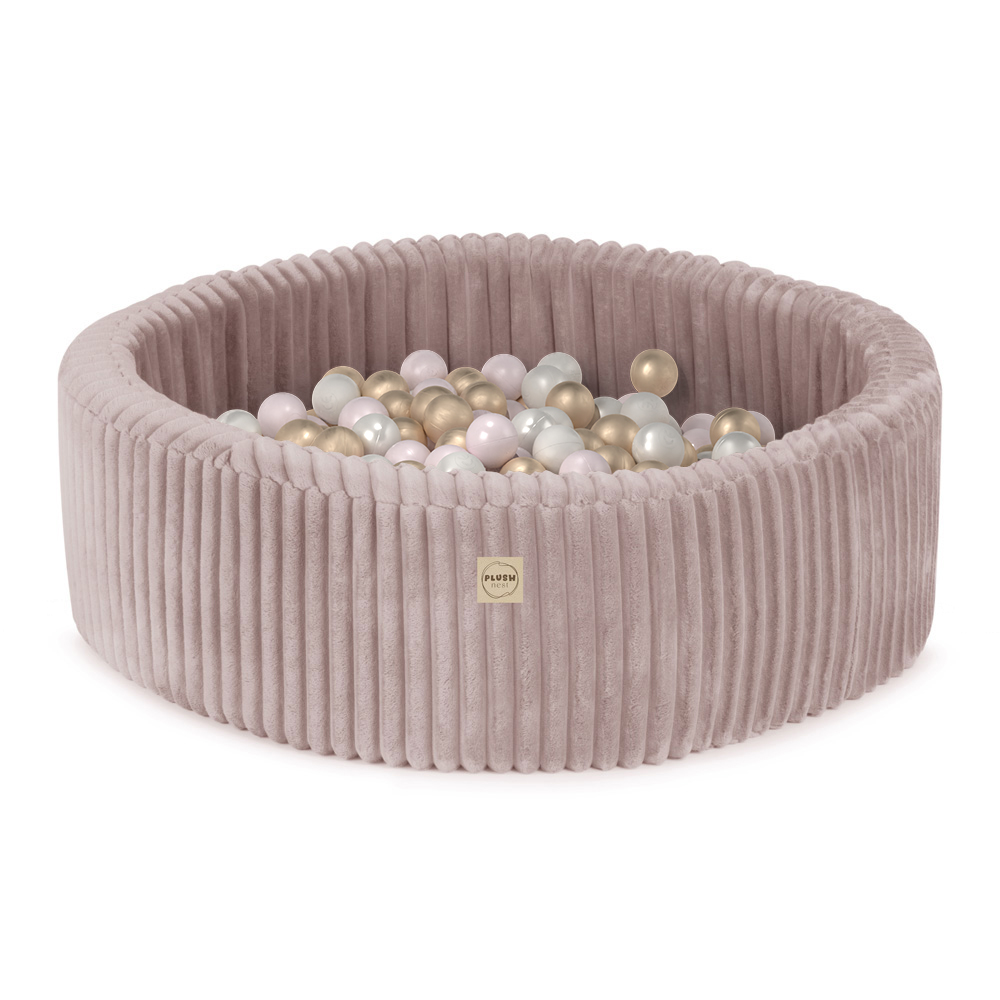 PLUSH NEST Suhi bazen okrogel Puffy Lamell roza Ø 90 × 30 cm z 200 žogicami