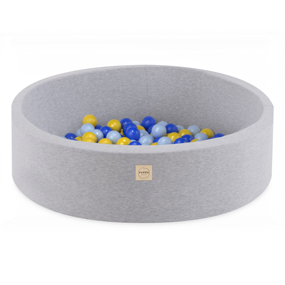 PLUSH NEST Suhi bazen okrogel Bombaž svetlo siv Ø 90 × 30 cm z 200 žogicami