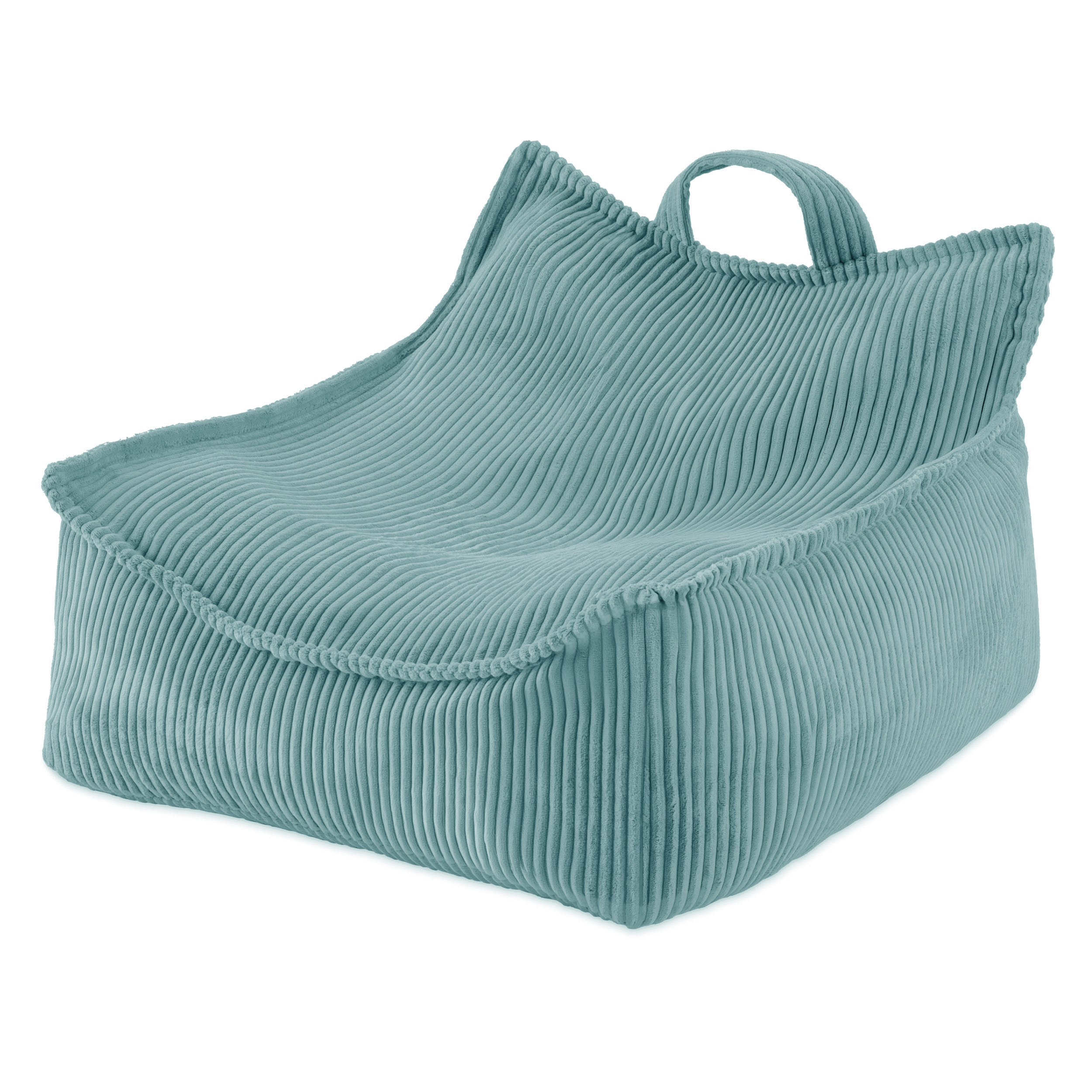 PLUSH NEST Otroški kvadratni fotelj Puffy iz vrhunskega žameta, moder 77 × 67 × 50 cm
