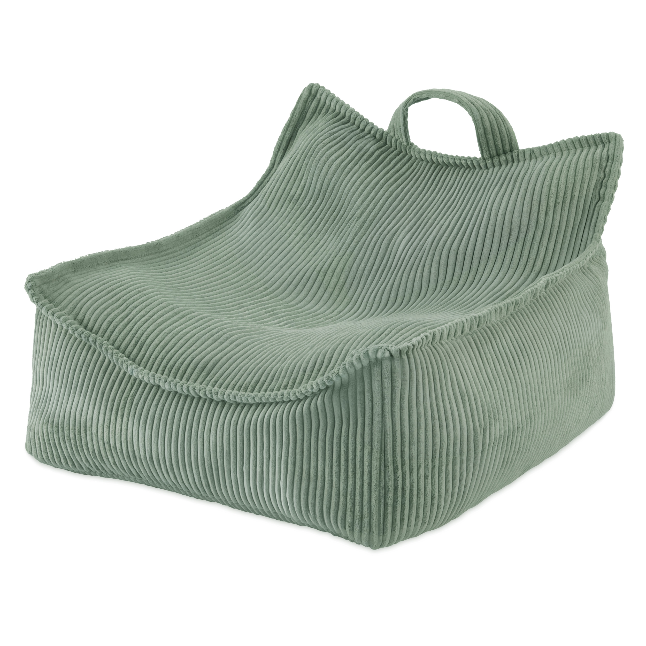PLUSH NEST Otroški kvadratni fotelj Puffy Žamet 77 × 67 × 50 cm zelene barve