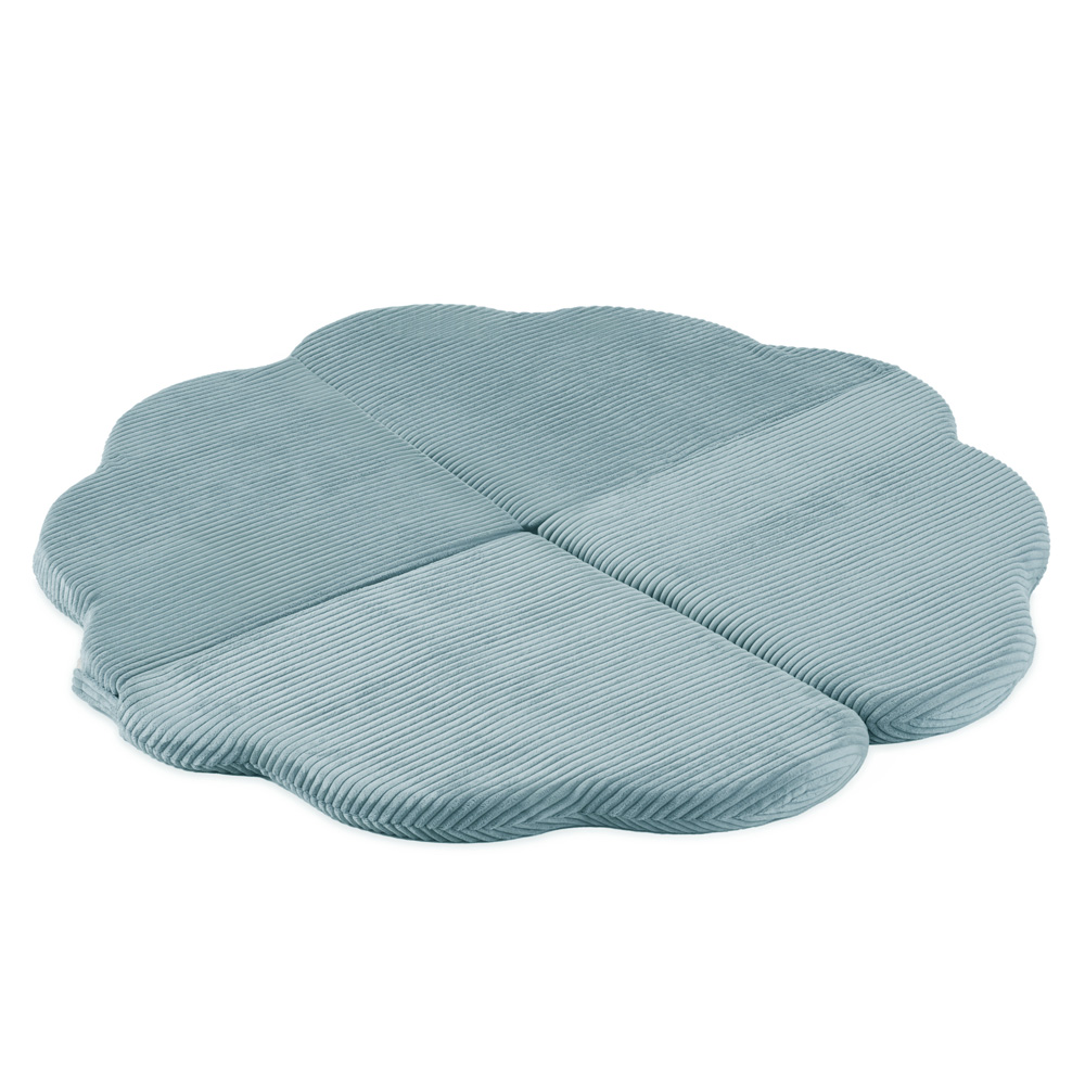 PLUSH NEST Pliš igralna podloga v obliki cveta 115 × 115 × 5 cm Premium žametna modra