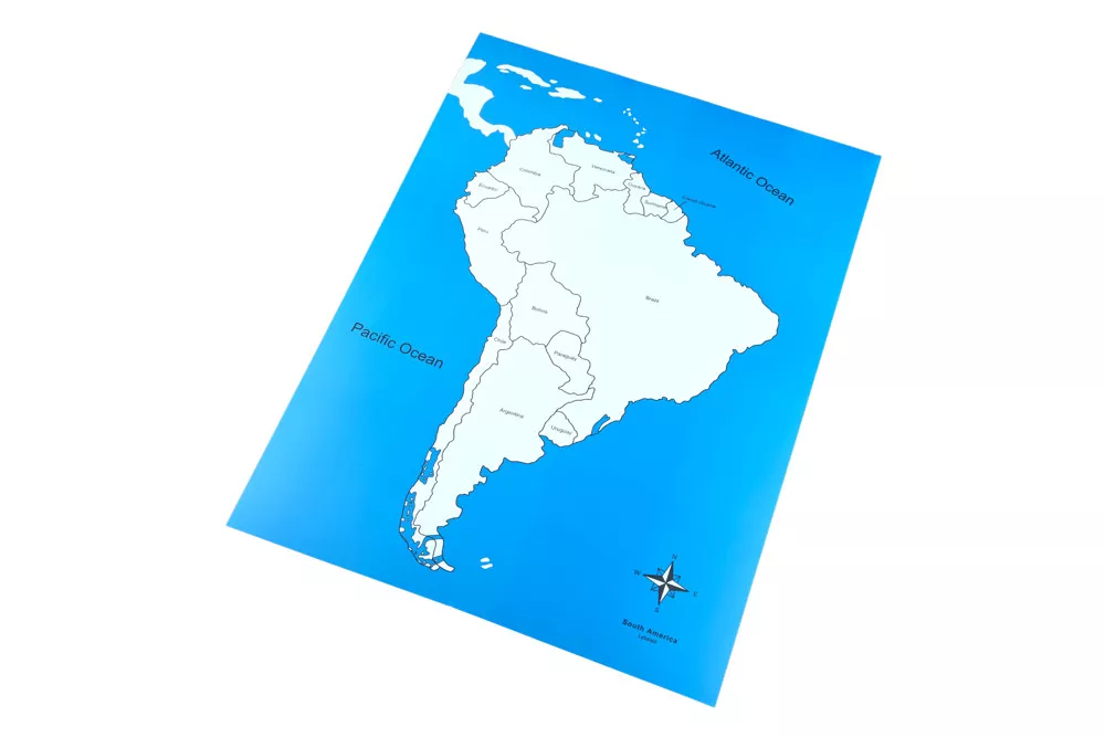 Moyo Montessori Kontrolna karta - Južna Amerika Nova - z napisi