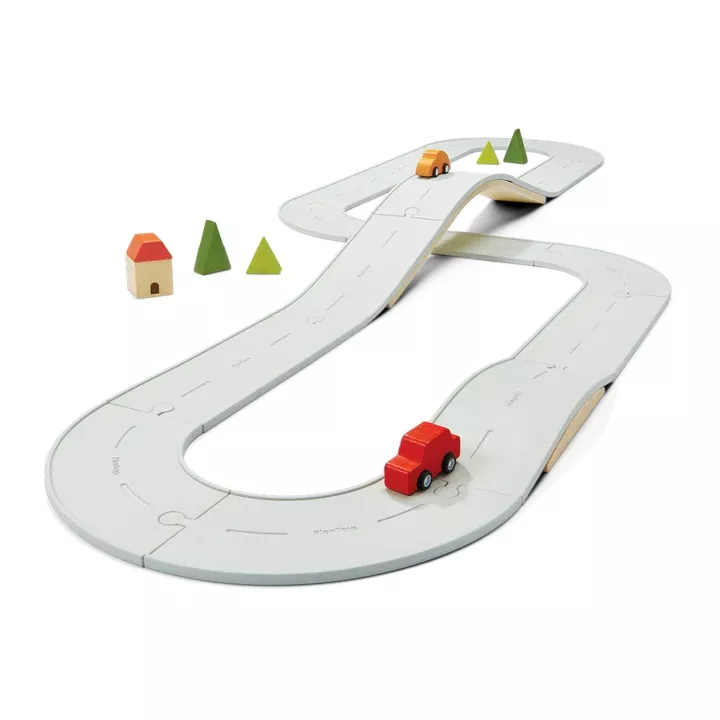 PlanToys Dvostranski komplet - cesta in železnica