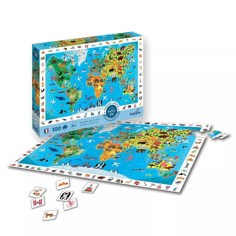 Sentosphere Puzzle - zemljevid sveta z živalmi