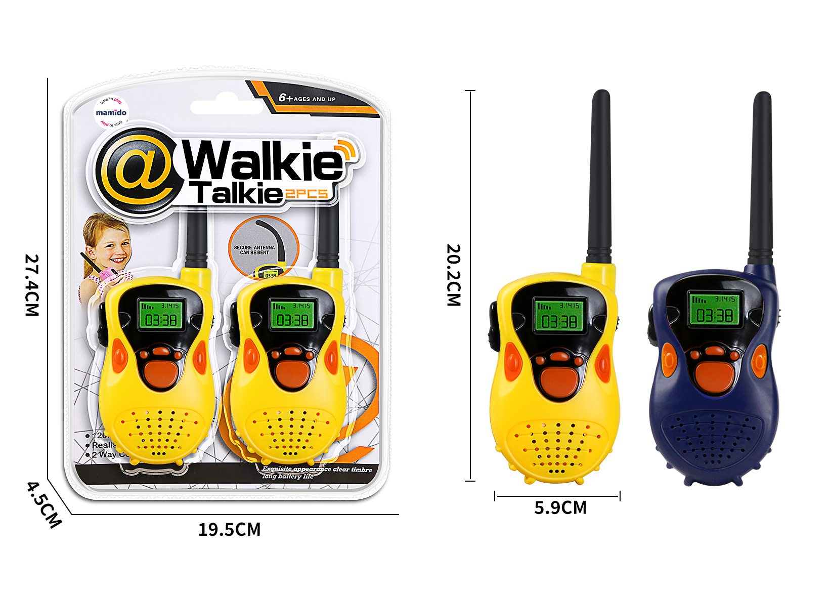 Otroški walkie-talkie z dosegom do 100 metrov