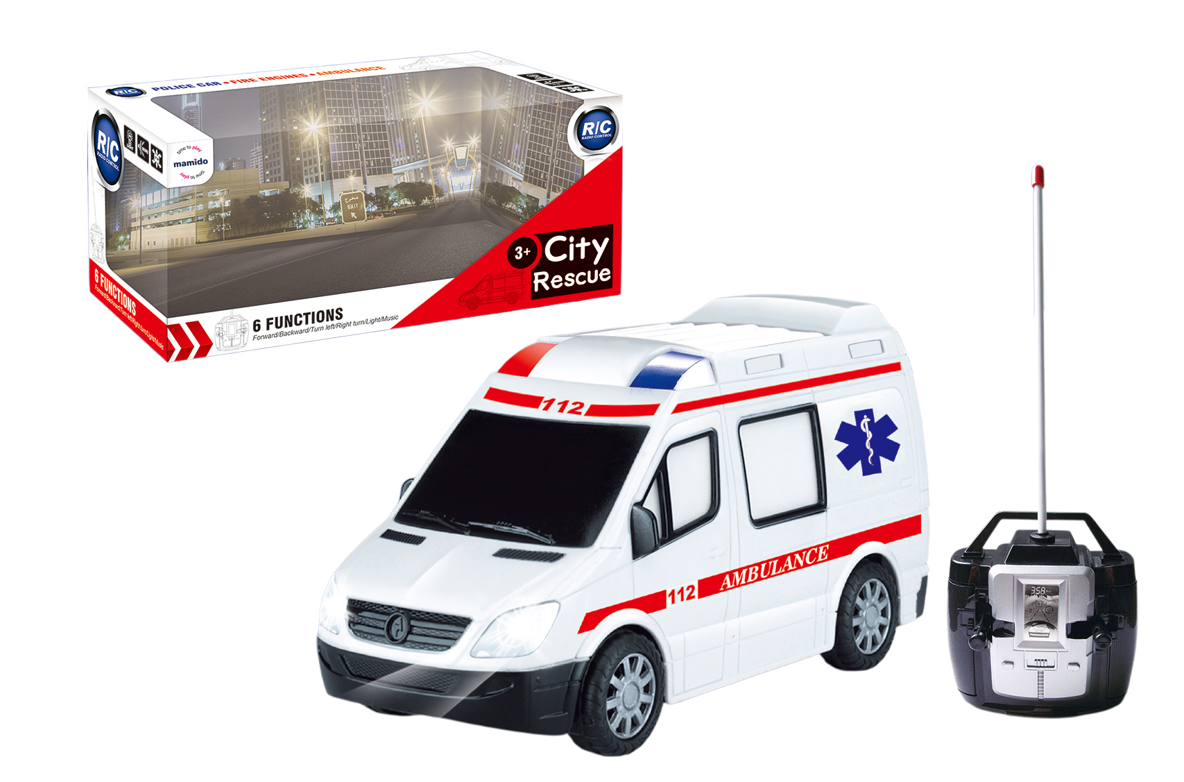 Reševalno vozilo na daljinsko upravljanje s lučmi in zvoki Ambulance MT1370
