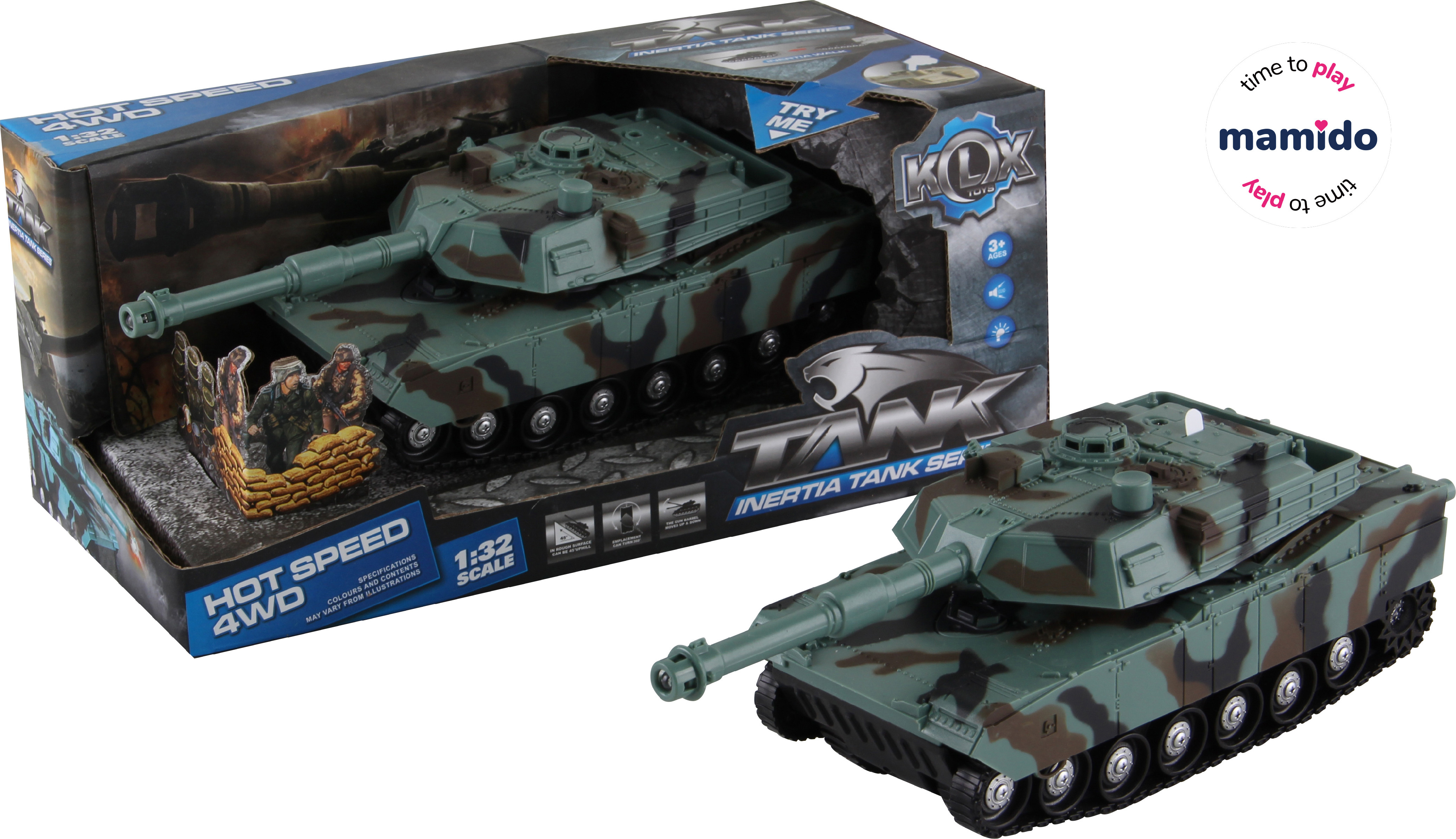 Vojaški tank 1:32 z zvoki in lučmi MT1306