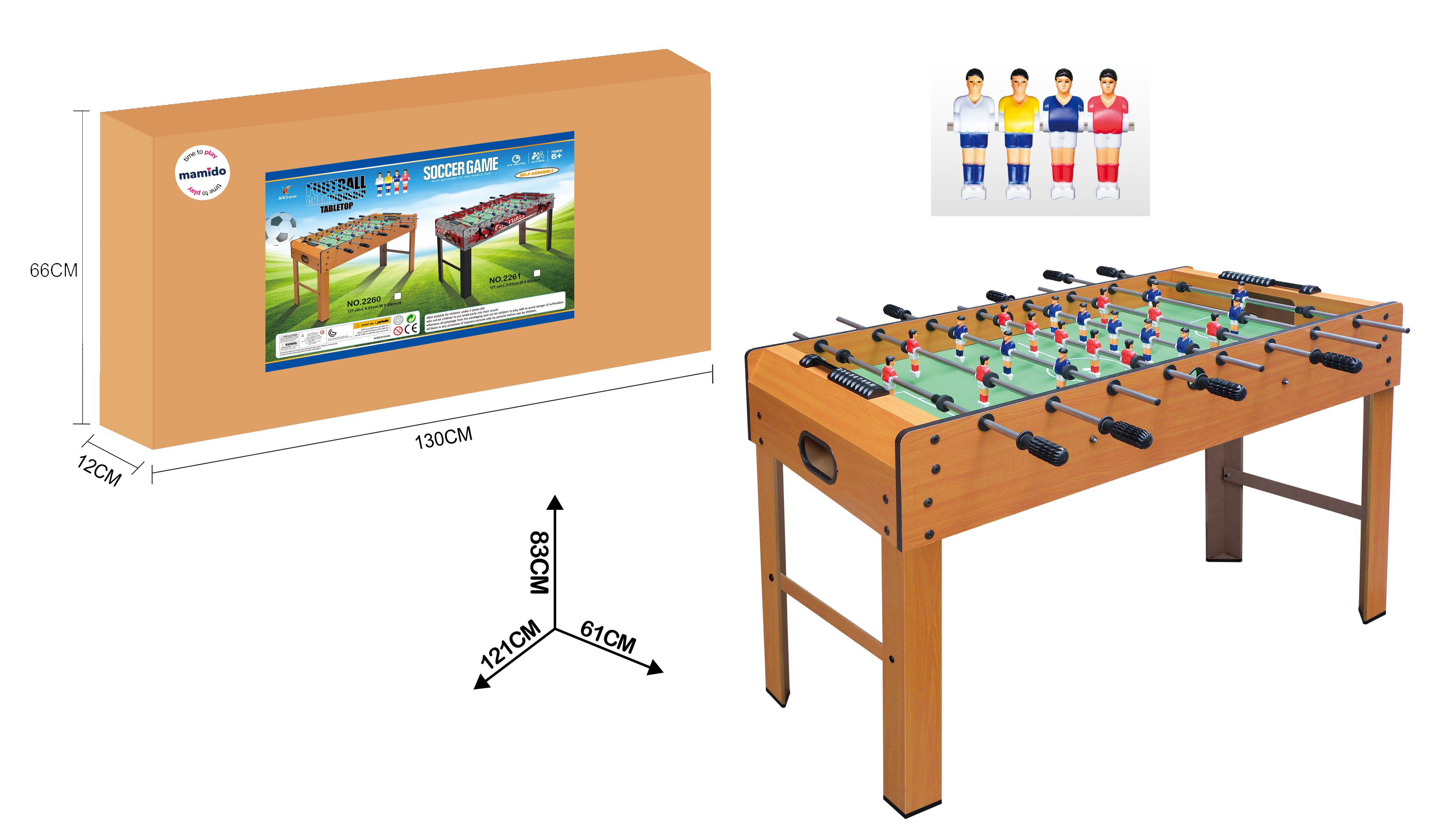 Lesena otroška namizna nogometna miza 121x61x83 cm za večje otroke
