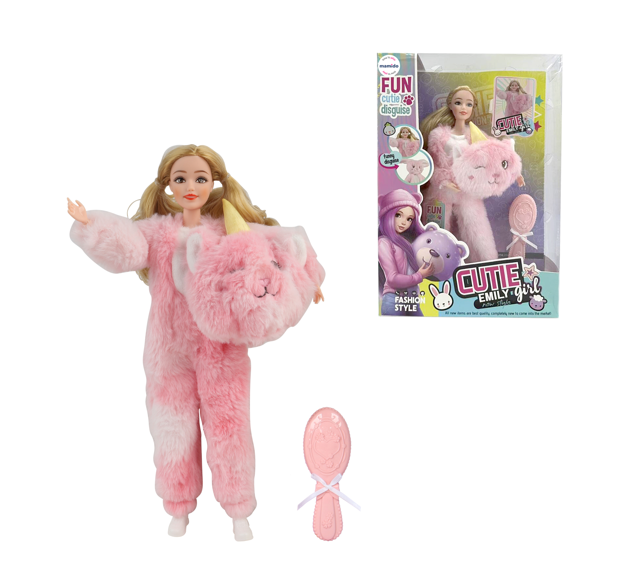 Punčka v kostumu maskote blond Cute Emily Girl