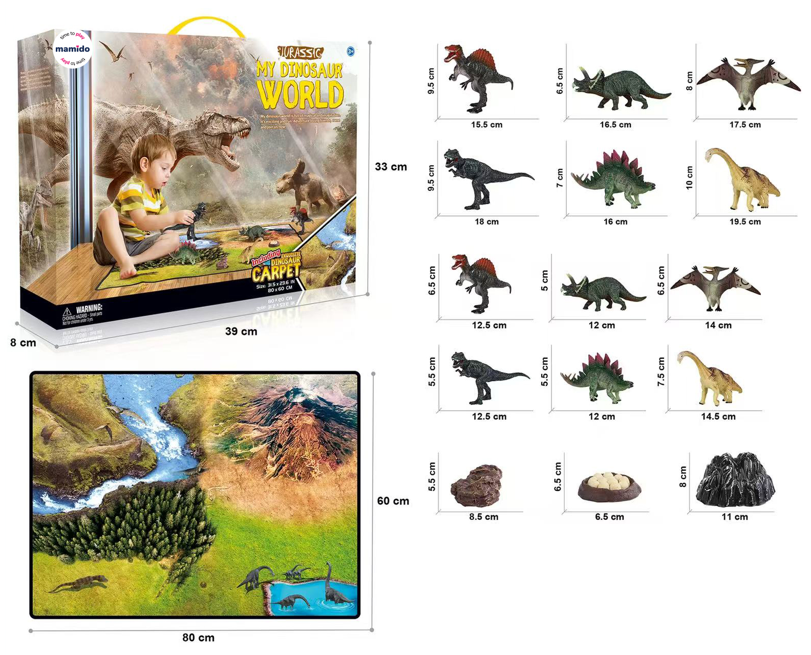 Velik set dinozavrov s podložko My Dinosaur World MT1153