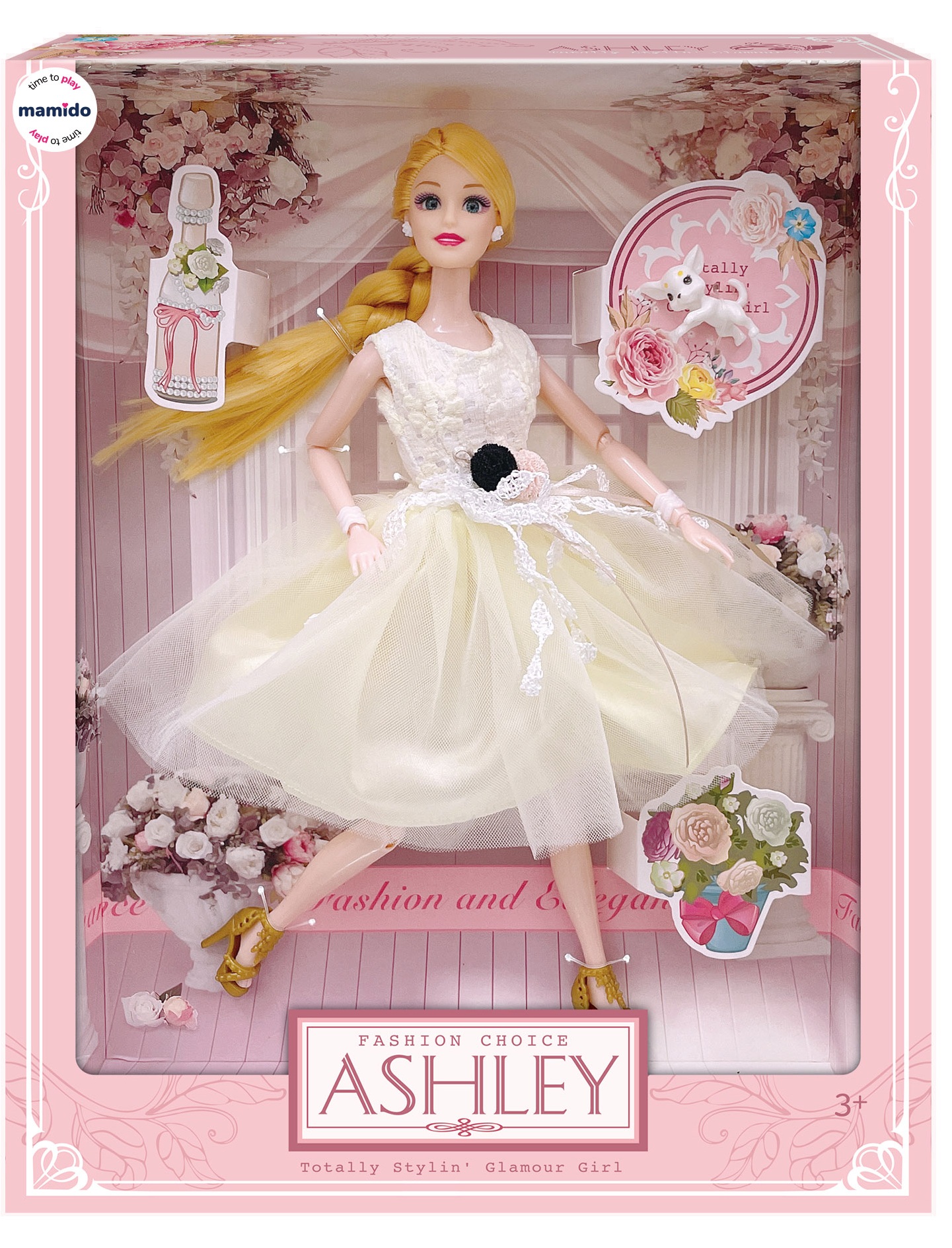 Ashley lutka v večerni obleki blond MT1241