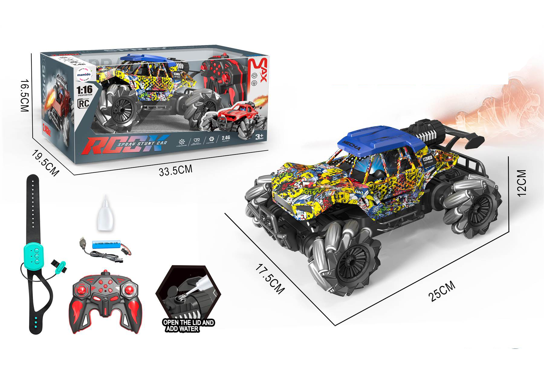 Terensko vozilo na daljinsko upravljanje Show Truck 1:16 s funkcijo dima 4x4 MT1362