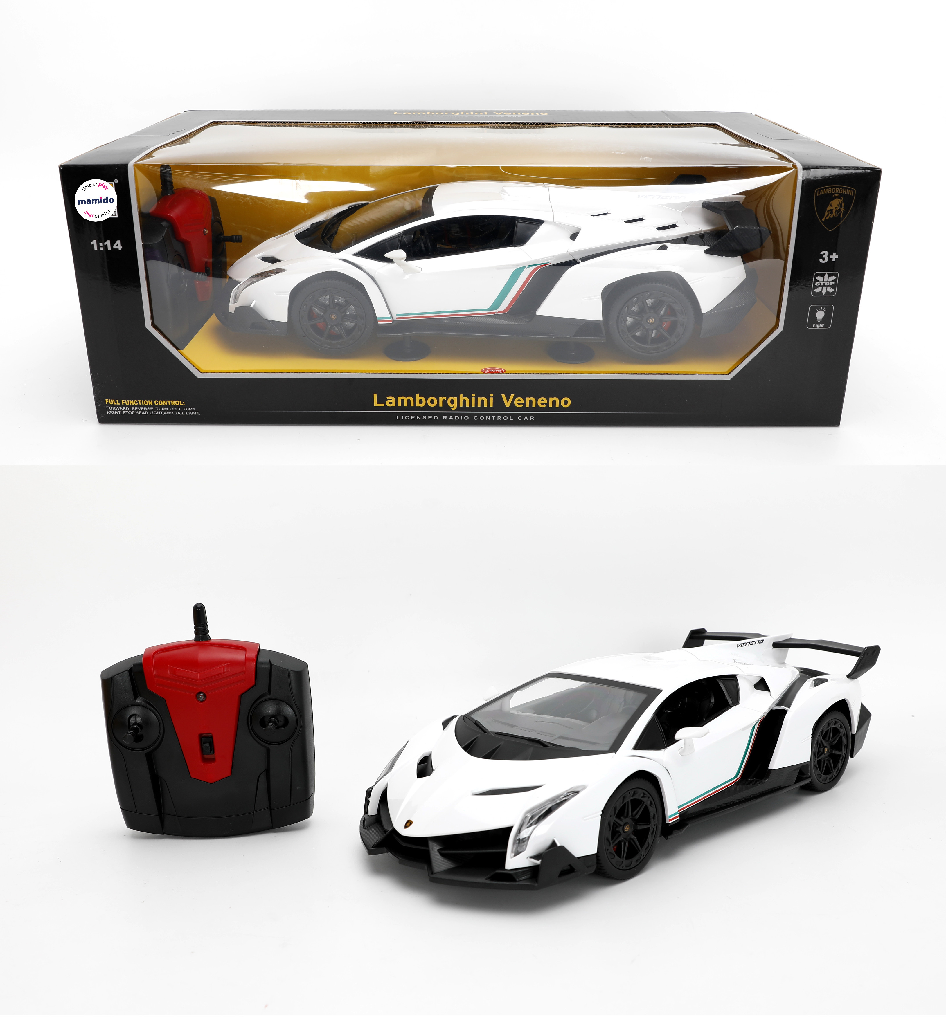 Daljinsko vodljivo avtomobilček Lamborghini Poison 1:14 z lučmi bele barve