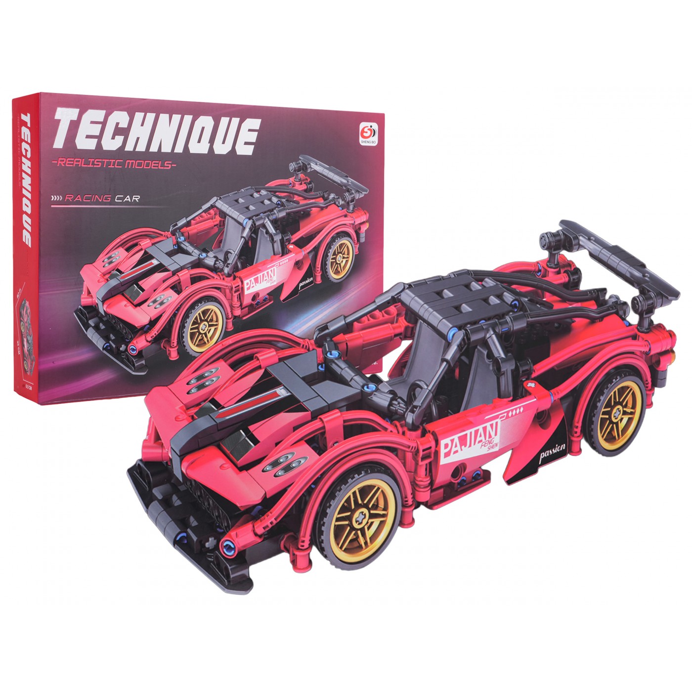 Tehnične kocke dirkalni avtomobil 488 delov 1:18 rdeč