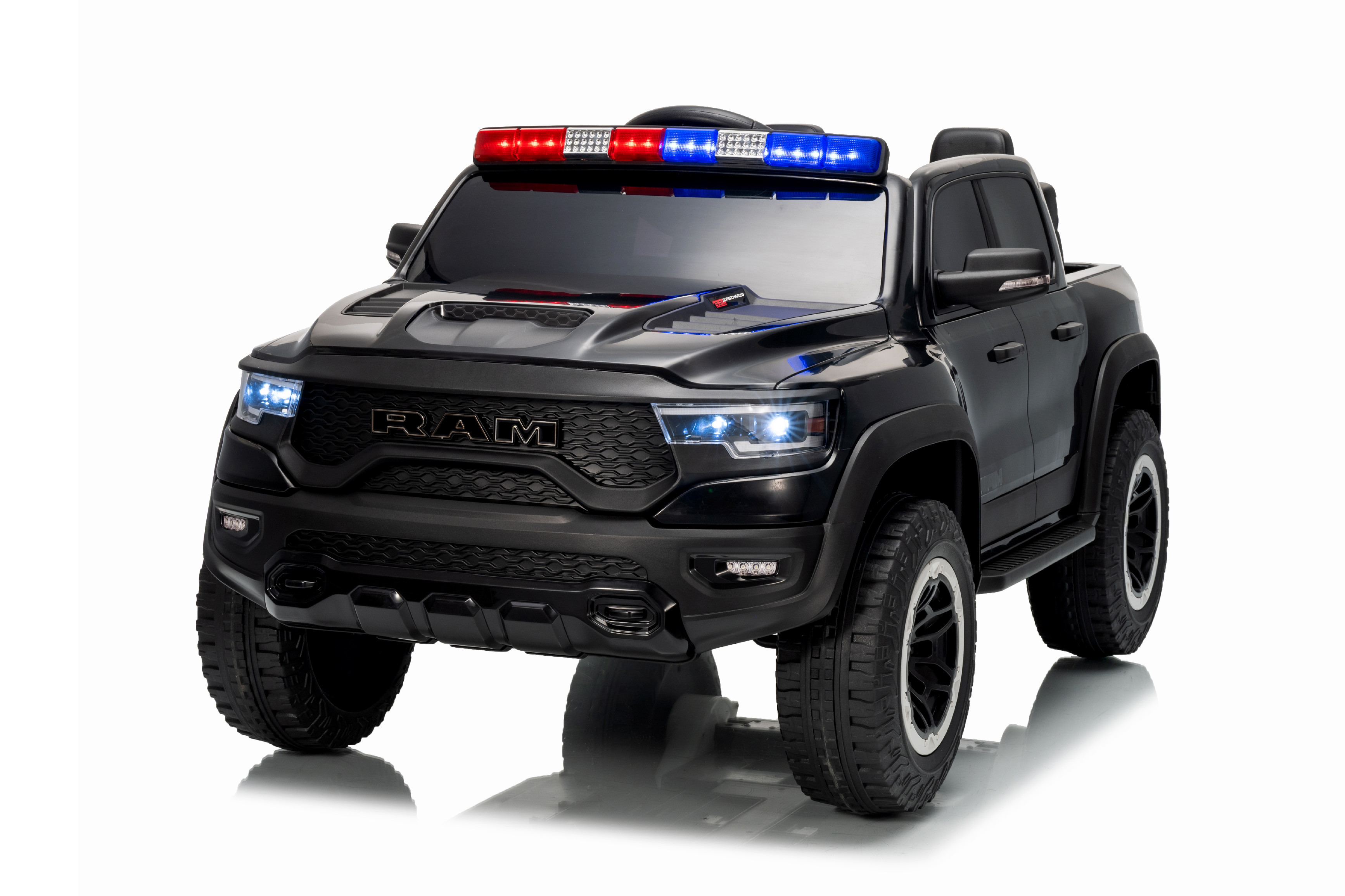 Električni avtomobilček Dodge Ram črn z rotacijskimi lučmi 4x4 | 12V10Ah