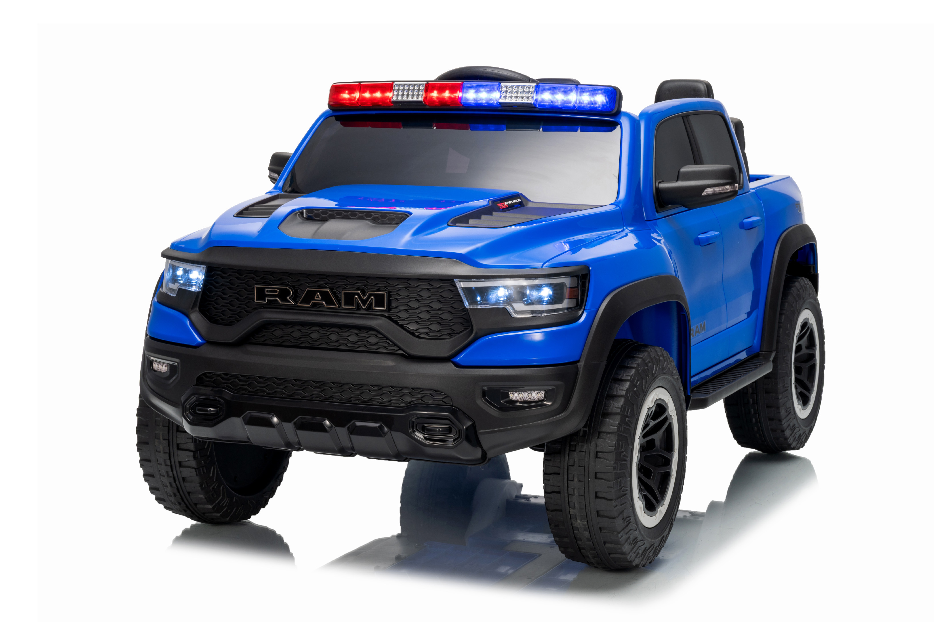 Električni avto Dodge Ram moder z rotacijskimi lučmi 4x4 | 12V10Ah