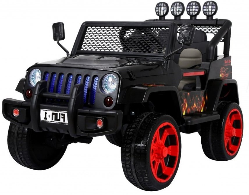 Avto na akumulator Jeep Raptor 4x4 črn s plameni