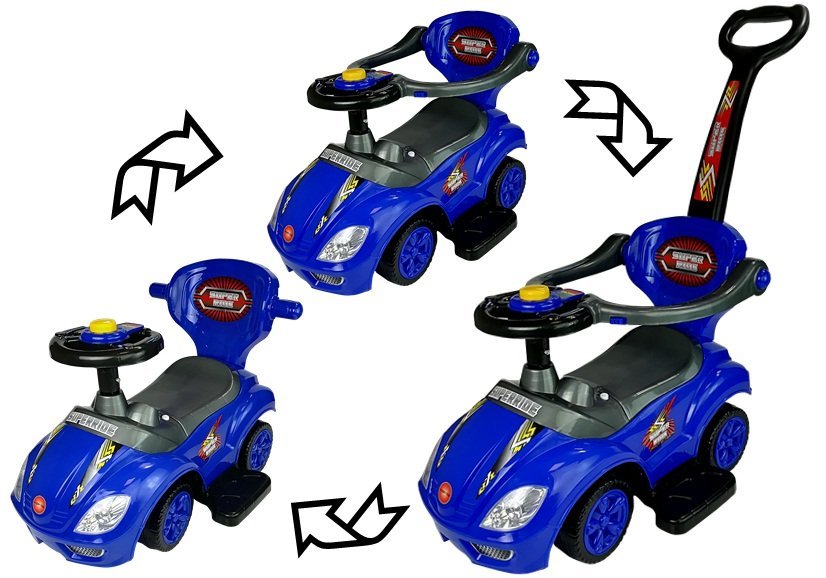 Otroški poganjalec 3v1 Mega Car moder