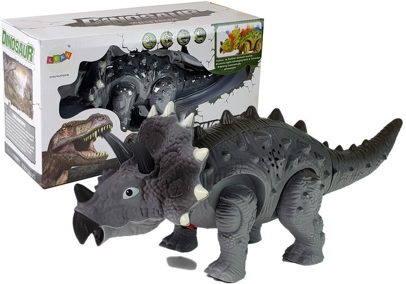 Dinosaur Triceratops na baterije siv