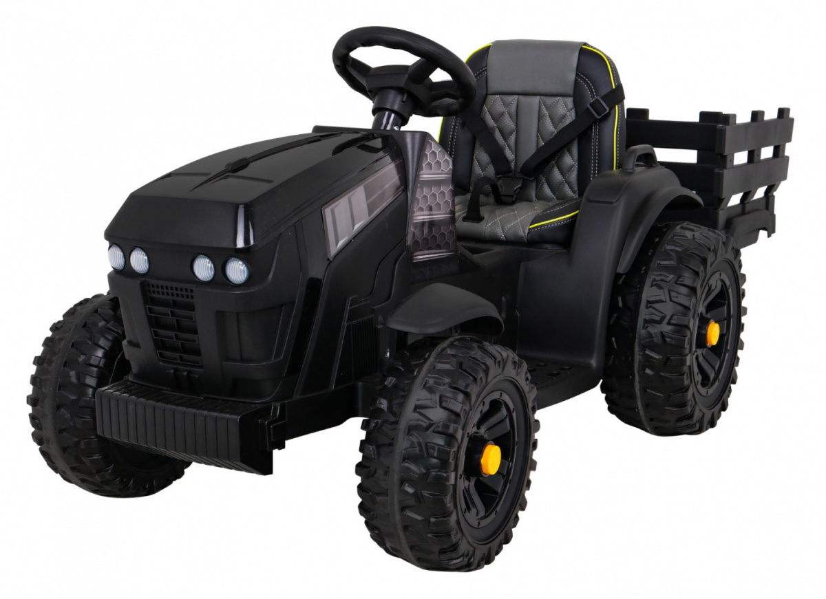 Traktor na akumulator Farmer s prikolico in lopato črn