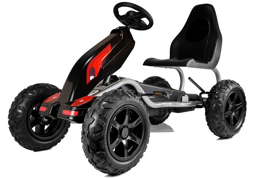 Go-kart na pedala z napihljivimi kolesi Monster črna