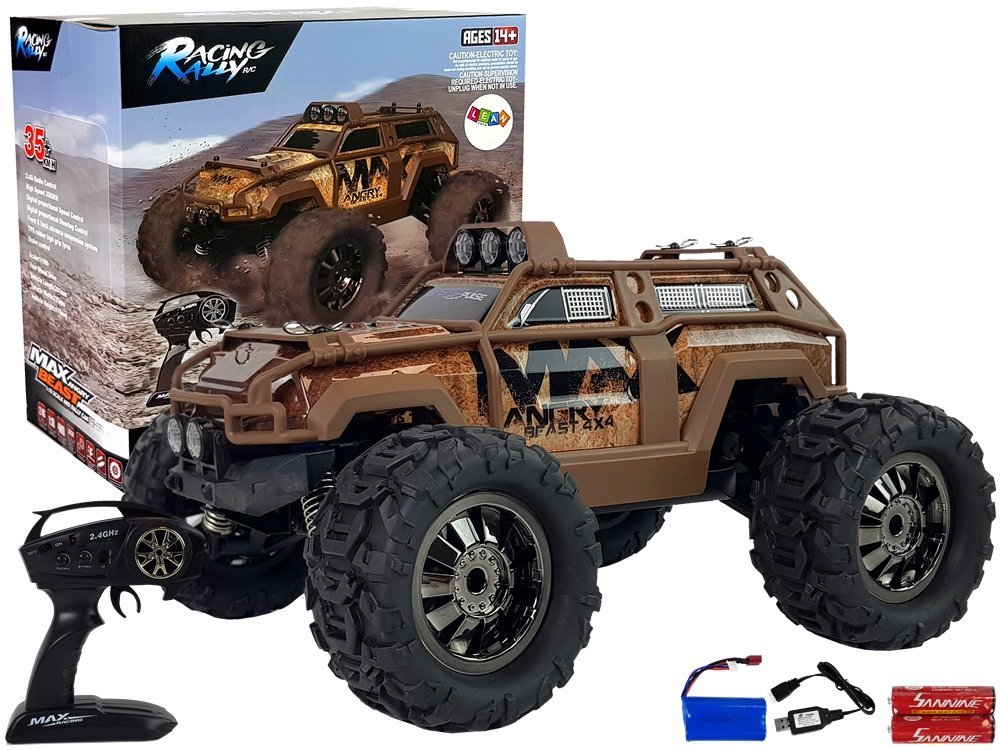 Avto na daljinsko vodenje R/C 4x4 1:18 MaxRacing 35 km/h rjave.
